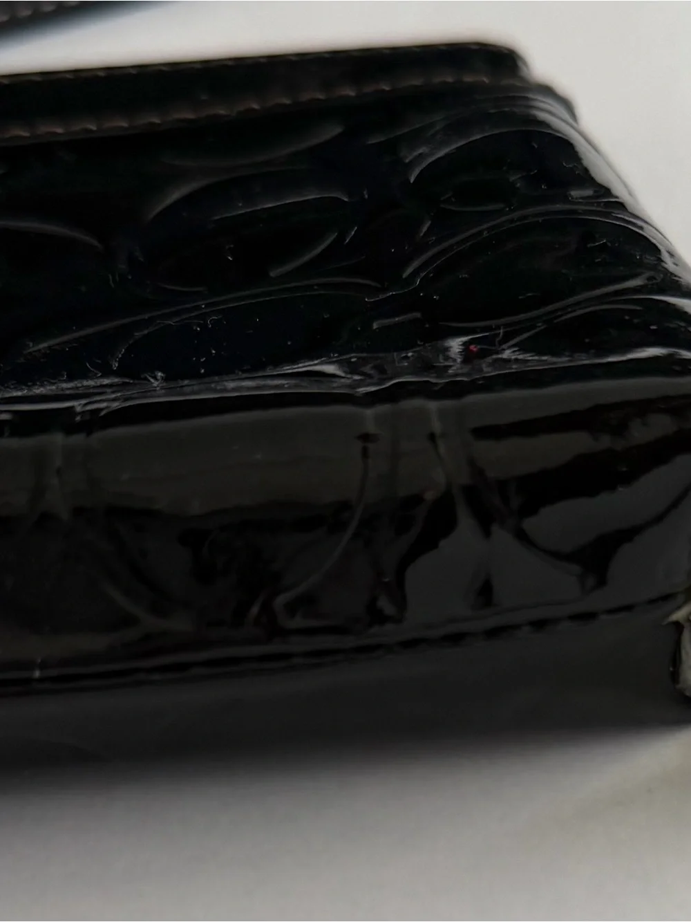 Coach Black Patent Signature Wristlet